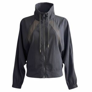 Lululemon Black Crinkle Mesh Lightweight Full Zip Activewear Jacket Size 4
